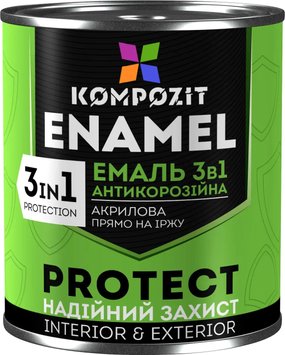 Эмаль антикоррозионная Kompozit Protect 3 в 1, 0,75 кг, белый, шелковисто-матовый 3894824185 фото