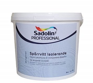 Фарба ґрунтувальна та покривна на водній основі Sadolin Professional Original Sparrvitt Isolerande, 5 л, білий 4266142882 фото