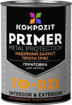 Грунтовка антикорозійна Kompozit ГФ-021, 0,9 кг, червоно-коричневий, матовий 164662091 фото