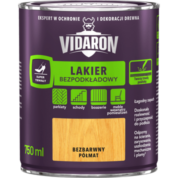 Лак для паркету без ґрунтовки Vidaron, 0,75 л, безбарвний, глянсовий 706351326 фото