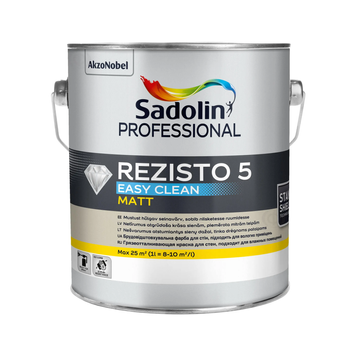 Акрилова фарба, для стін брудовідштовхувальна Sadolin Professional Rezisto 5 Easy Clean, 2,5 л , біла, матовий,BW 5877065 фото