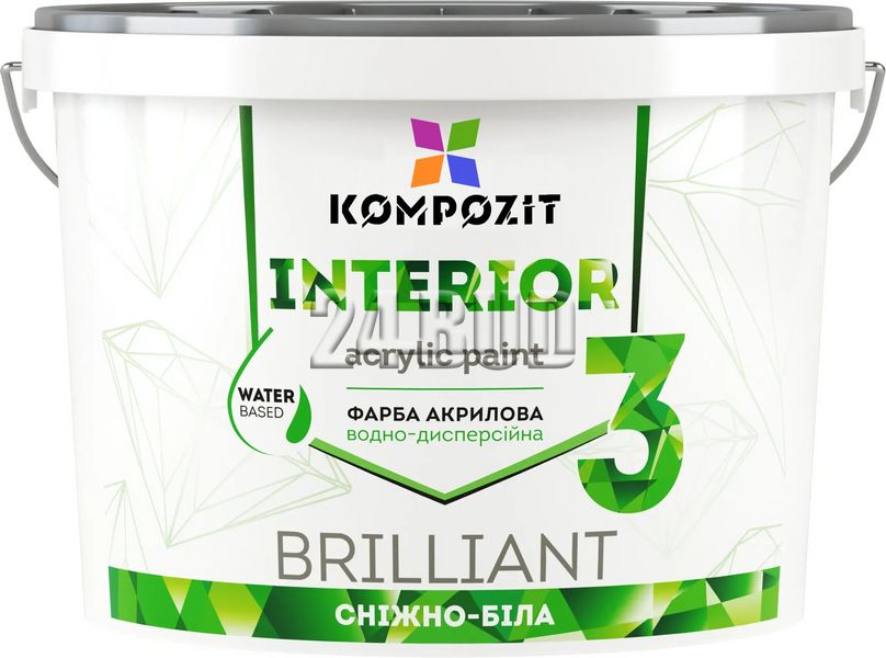 Фарба інтер'єрна Kompozit Interior 3, 1,4 кг, білий, матовий 5743324163 фото