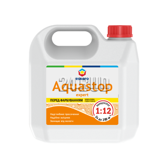 Грунтовка-концентрат глубокопроникающая Eskaro Aquastop Expert, 0,5 л, бесцветный, полуматовый 66845 фото