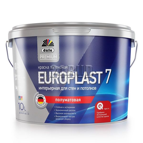 Краска водно-дисперсионная Dufa Expert EUROPLAST 7, 1 л, белый, полуматовый 12076 фото