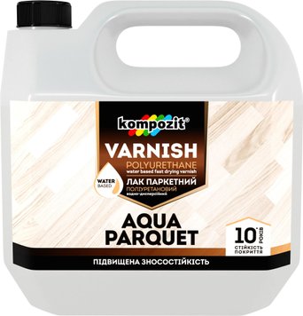 Лак паркетный с особой прочностью Kompozit Aqua Parquet, 1 л, бесцветный, глянцевый 639612138 фото