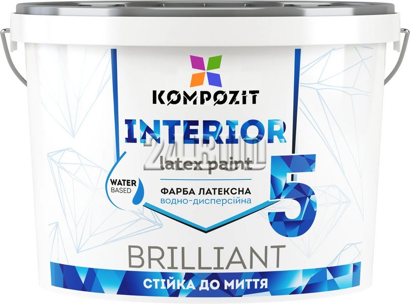 Фарба інтер'єрна Kompozit Interior 5, 1,4 кг, білий, матовий 7602224158 фото