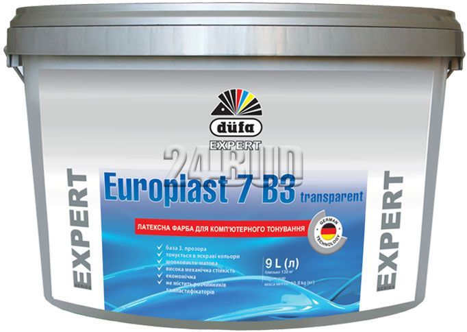 Краска латексная Dufa Expert EUROPLAST 7 B3 Transparent, 1 л, бесцветный, шелковисто-матовый 2336632187 фото