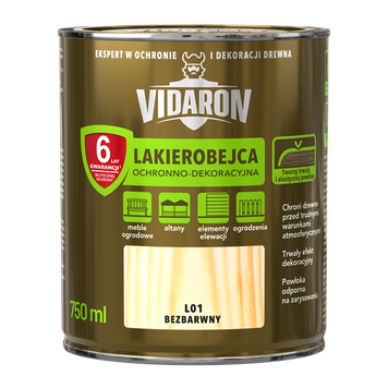 Лак захисно-декоративний для деревини Vidaron, 0,75 л, L01 безбарвний, глянсовий 855041555 фото