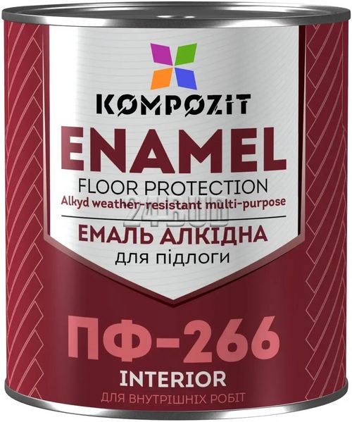 Емаль алкідна для дерев'яної підлоги Kompozit ПФ-266, 0,9 кг, жовто-коричневий, глянсовий 649372100 фото