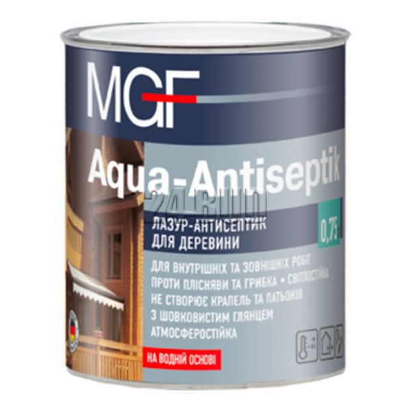 Лазурь-антисептик для дерева MGF Aqua-Antiseptik, 0,75 л, белый 122199507 фото