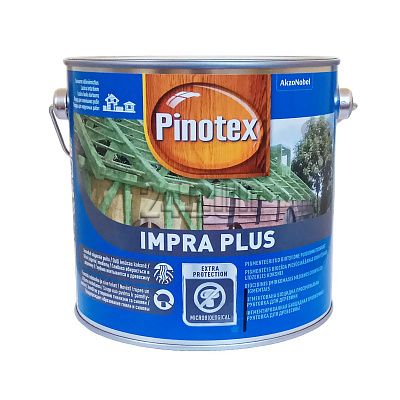 Просочення для прихованих дерев'яних конструкцій Pinotex Impra Plus, 2,5 л, зелений 30896 фото