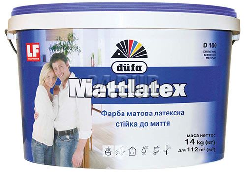 Краска латексная матовая Dufa Mattlatex D100, 1,4 кг, белый, матовый 103965166 фото