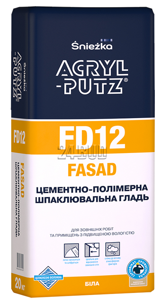 Шпаклівка цементно-полімерна Sniezka ACRYL-PUTZ® FD12 FASAD, 20 кг, білий 619258179 фото