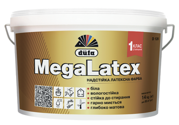 Фарба латексна надстійка DUFA MegaLatex, 1,4 кг, біла, глибокоматова 90891 фото