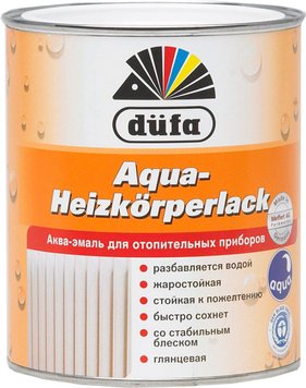 Аква-емаль для опалювальних приладів Dufa Aqua-Heizkörperlack, 0,75 л, білий, глянсовий 584214870 фото