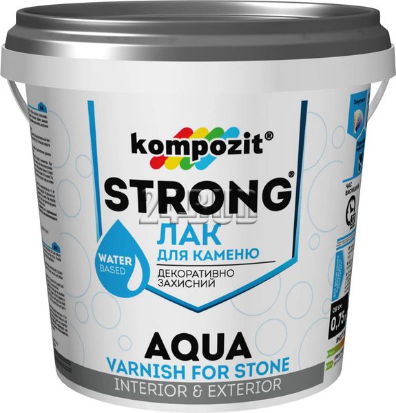 Лак для каменю Kompozit Strong Aqua, 0,75 л, безбарвний, глянсовий 380662069 фото