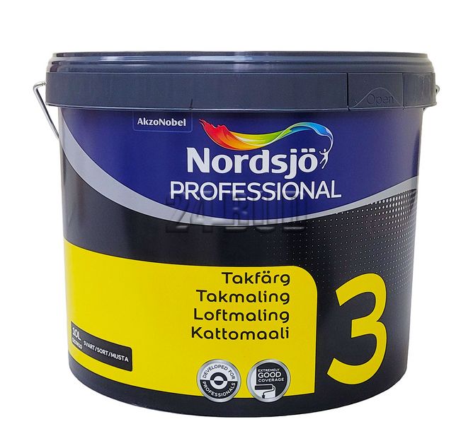 Краска глубокоматовая латексная Sadolin Professional 3 Svart, 10 л 42653 фото