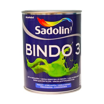 Фарба для стін та стель Sadolin Bindo 3, 1 л, білий 576225889 фото