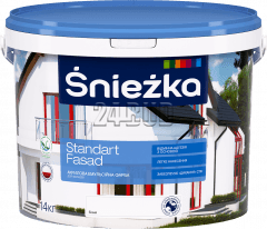 Акрилова емульсійна фарба для фасадів Sniezka STANDART FASAD, 1,2 кг, білий, матовий 351168163 фото